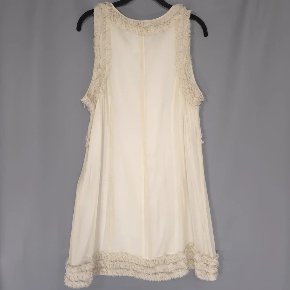 KNITTED DOVE Women's Knee Length Dress LARGE 100% Silk Ivory Sleeveless K92004‎
